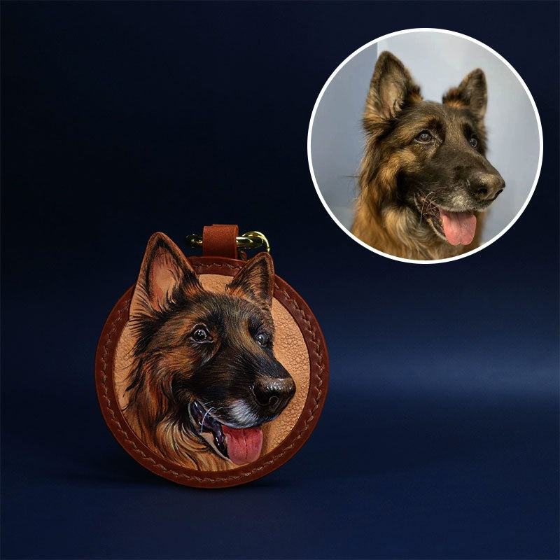 3D Personalized Pet Memorial Portrait Leather Ornament