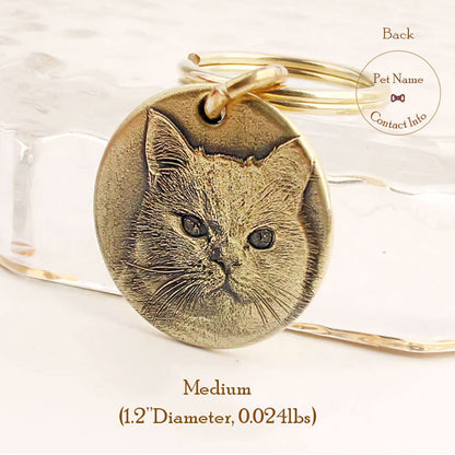 Embossed Portrait Brass Single Pet ID Tag