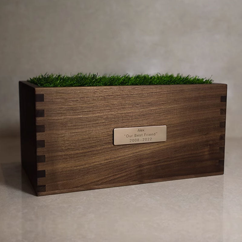 Grassland Tribute Custom Walnut Wood Pet Engravable Urn