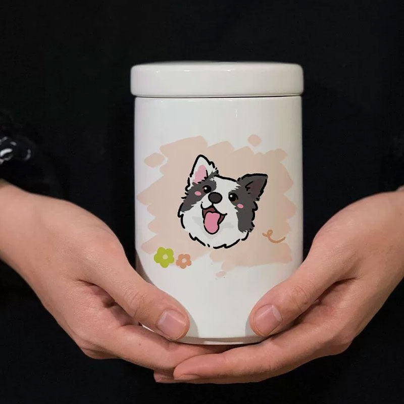 Personalized Hand-painted Pet Urn for Ashes - Comic Style