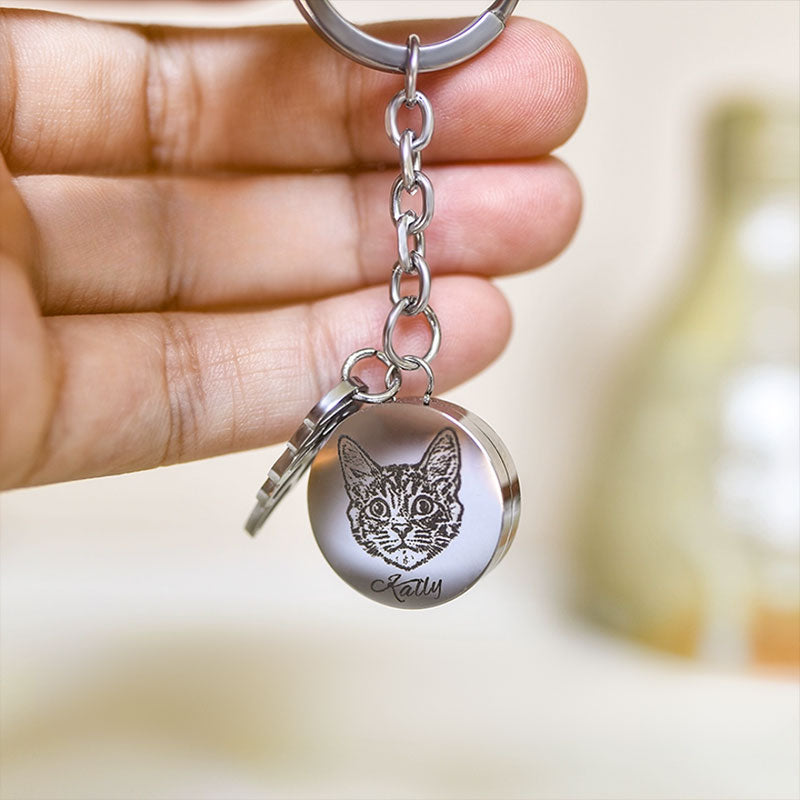 Personalized Engraved Portrait Pet Urn Keychain