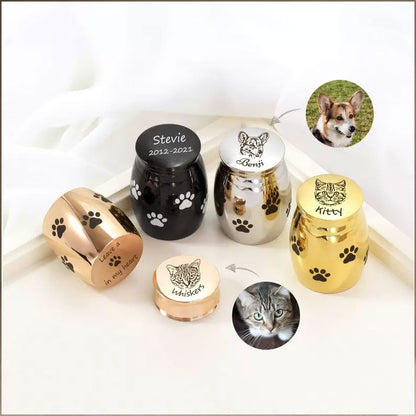 Personalized Pet Urn with Engraved Pet Portrait