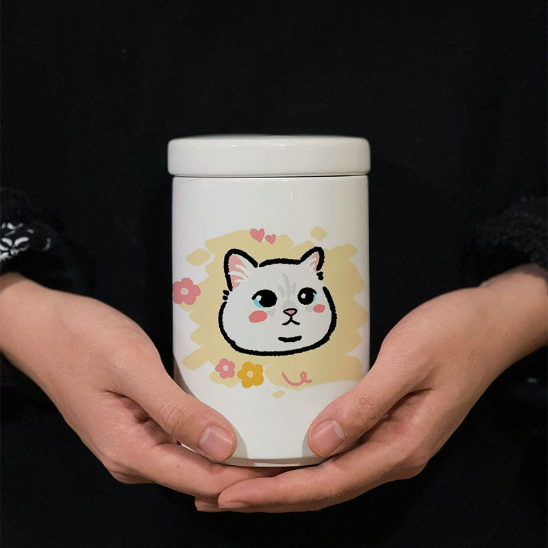 Personalized Hand-painted Pet Urn for Ashes - Comic Style