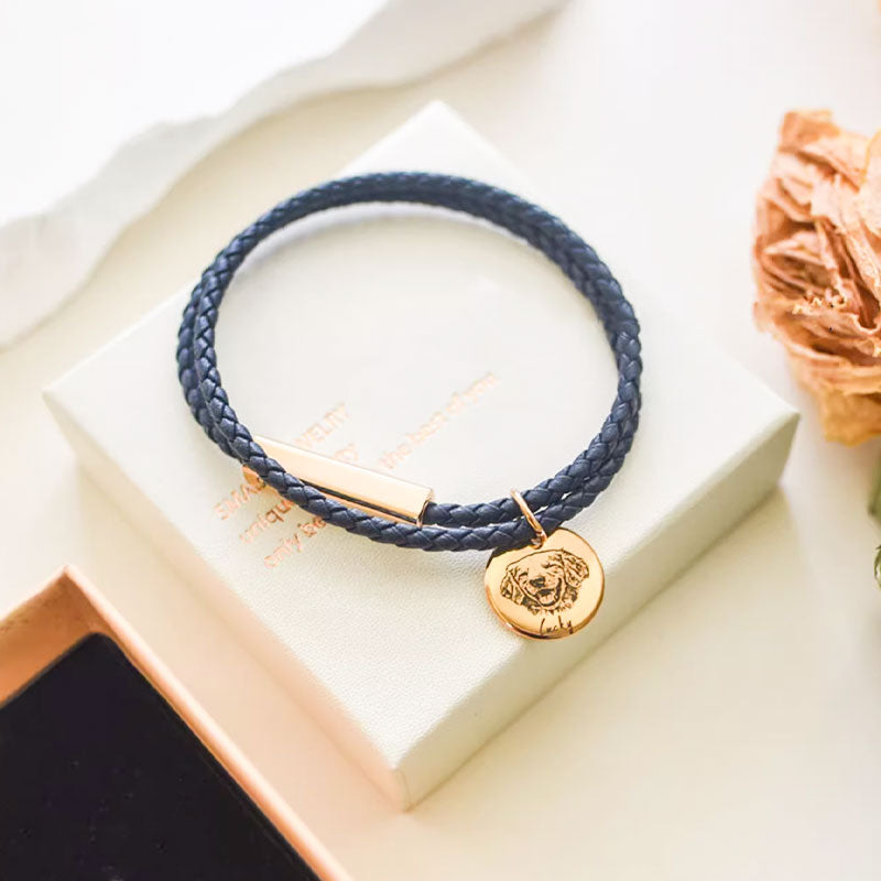 Personalized Leather Braided Bracelet