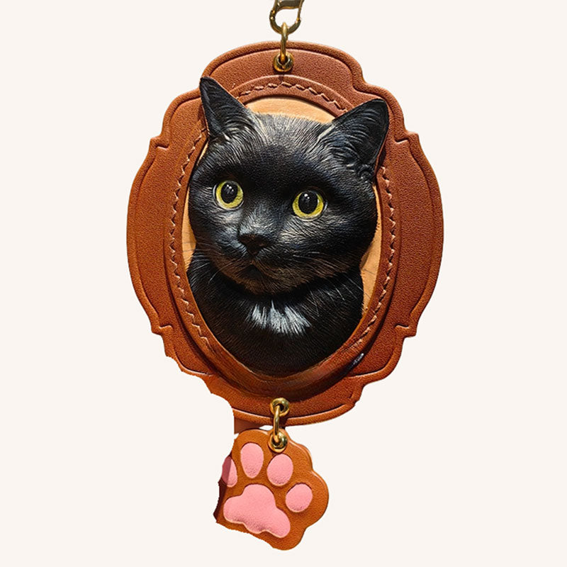 3D Personalized Pet Memorial Portrait Leather Ornament