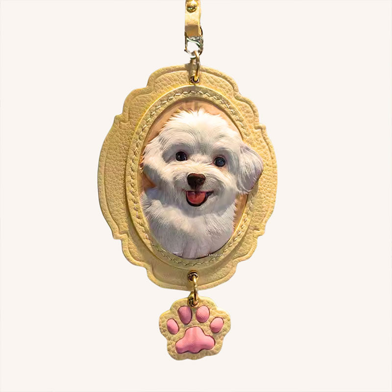 3D Personalized Pet Memorial Portrait Leather Ornament