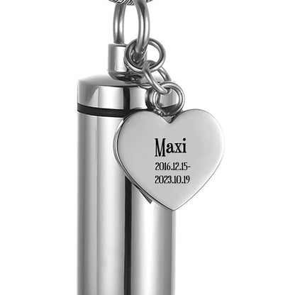 Pawprint Heart Personalized Pet Memorial Cremation Keychain