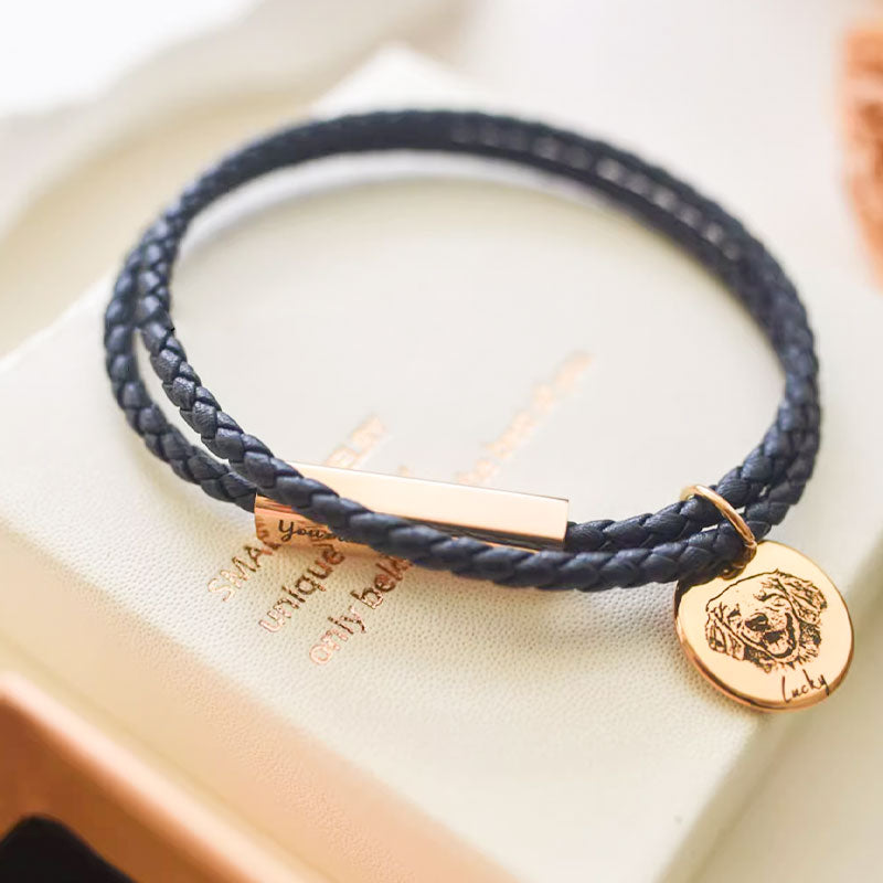 Personalized Leather Braided Bracelet