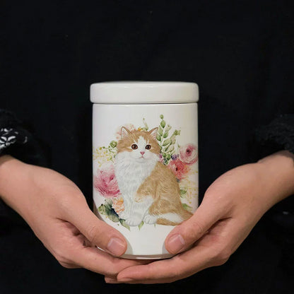 Personalized Hand-painted Pet Urn for Ashes - Pencil Sketch Style