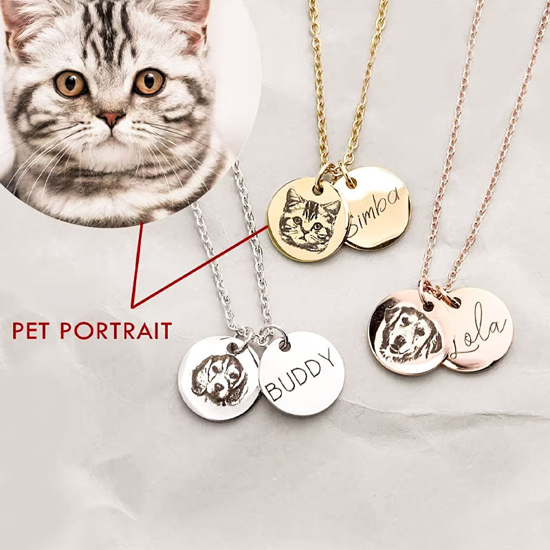 Double-Pendant Personalized Engraved Pet Necklace