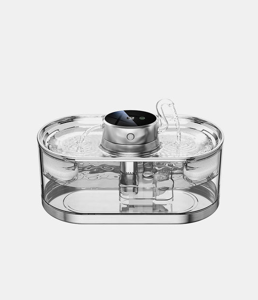 Puresip Wireless Pet Water Fountain with Visible Tank & Stainless Steel Plate