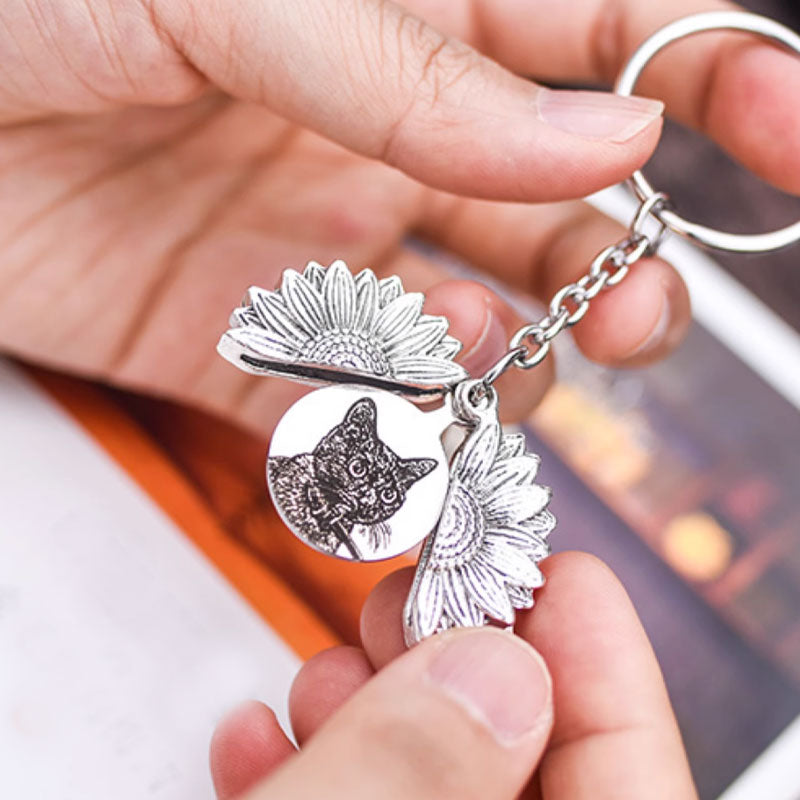 Personalized Sunflower Keychain