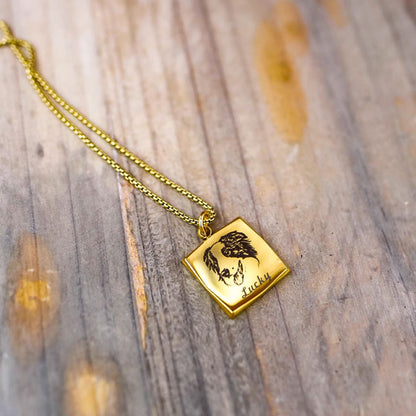 Personalized Angular Necklace with Pet Face & Name