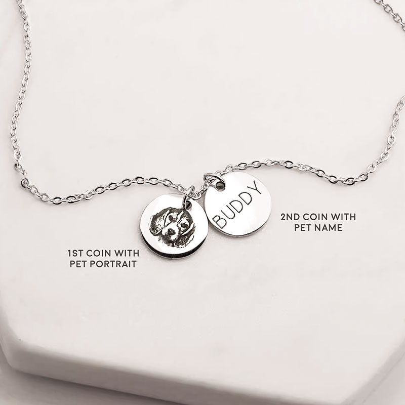 Double-Pendant Personalized Engraved Pet Necklace