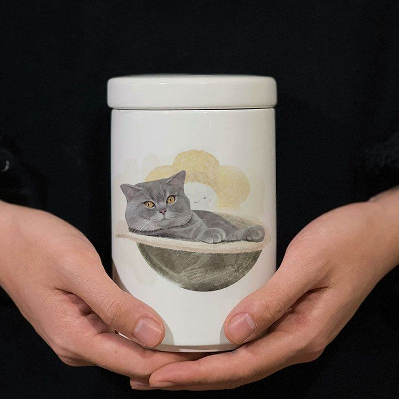 Personalized Hand-painted Pet Urn for Ashes - Watercolor Style