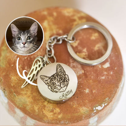 Personalized Engraved Portrait Pet Urn Keychain