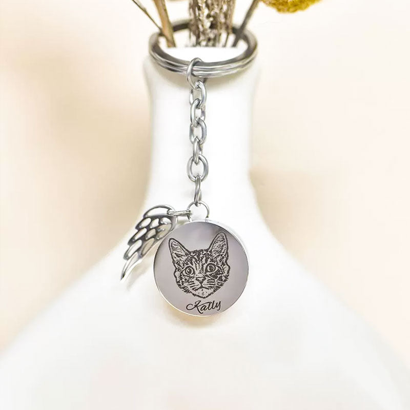 Personalized Engraved Portrait Pet Urn Keychain