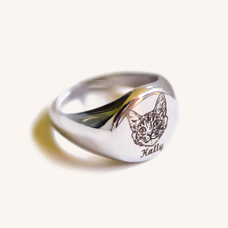 Personalized Ring with Pet Face & Name