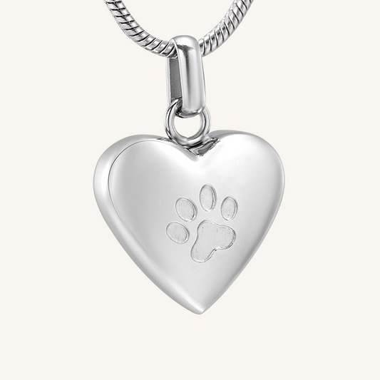 Pawprint-Heart Personalized Pet Cremation Necklace