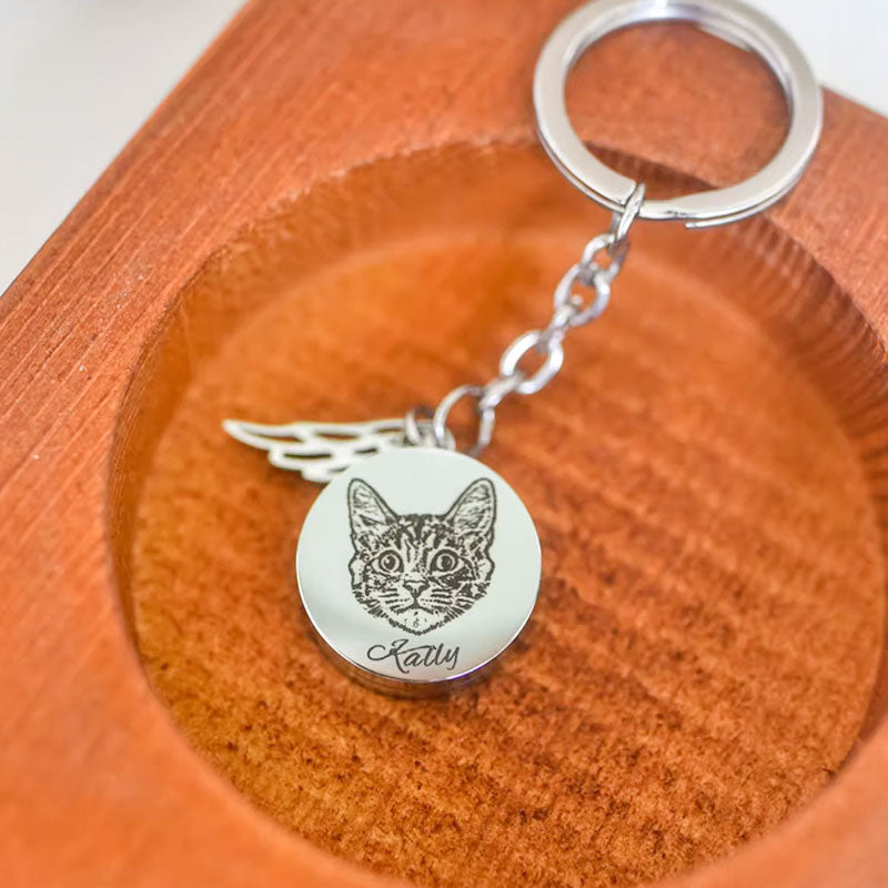 Personalized Engraved Portrait Pet Urn Keychain