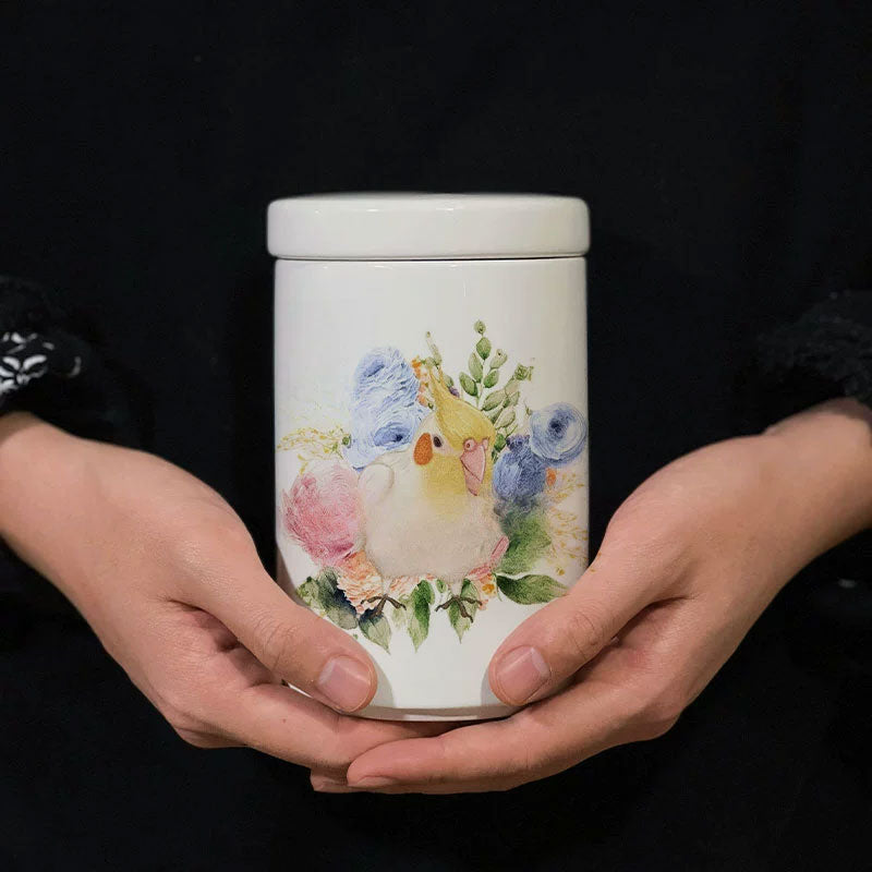 Personalized Hand-painted Pet Urn for Ashes - Pencil Sketch Style