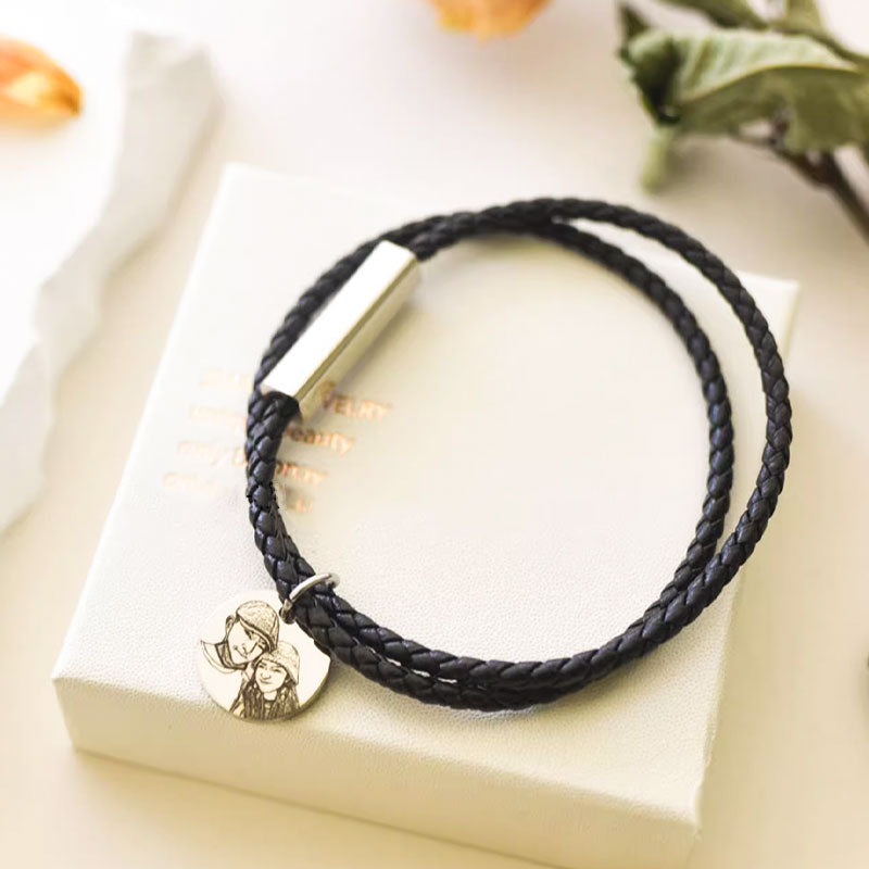 Personalized Leather Braided Bracelet