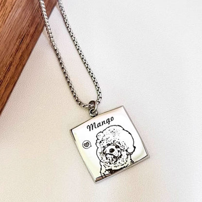 Personalized Angular Necklace with Pet Face & Name