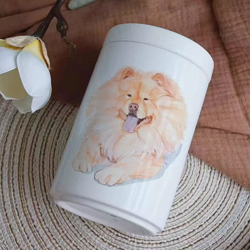 Personalized Hand-painted Pet Urn for Ashes - Watercolor Style