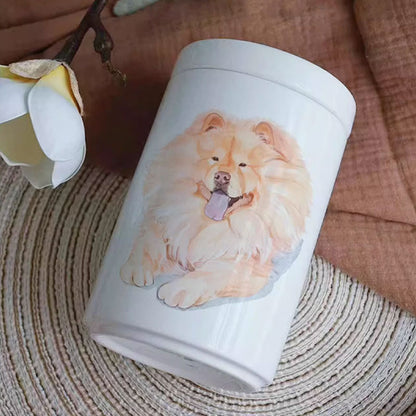 Personalized Hand-painted Pet Urn for Ashes - Watercolor Style