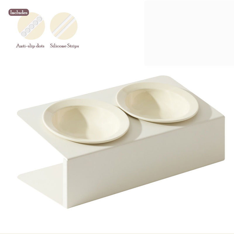 Gemino Ceramic Dual-Bowl Set with Iron Stand