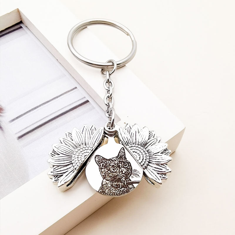 Personalized Sunflower Keychain