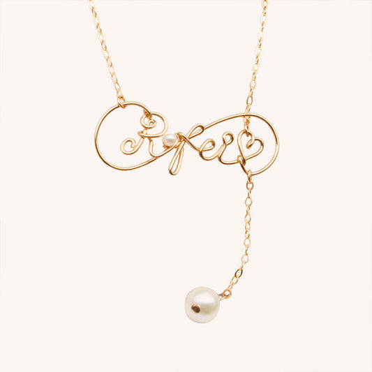 Amour Personalized Name Pearl Pendant Necklace