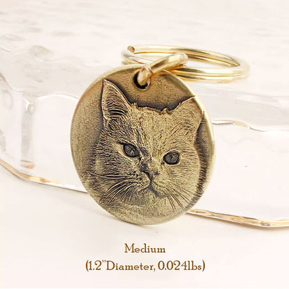 Embossed Portrait Personalized Brass Keychain