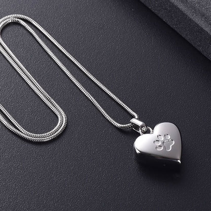 Pawprint-Heart Personalized Pet Cremation Necklace