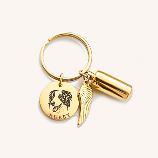 Guardian Angel Personalized Pet Cremation Urn keychain