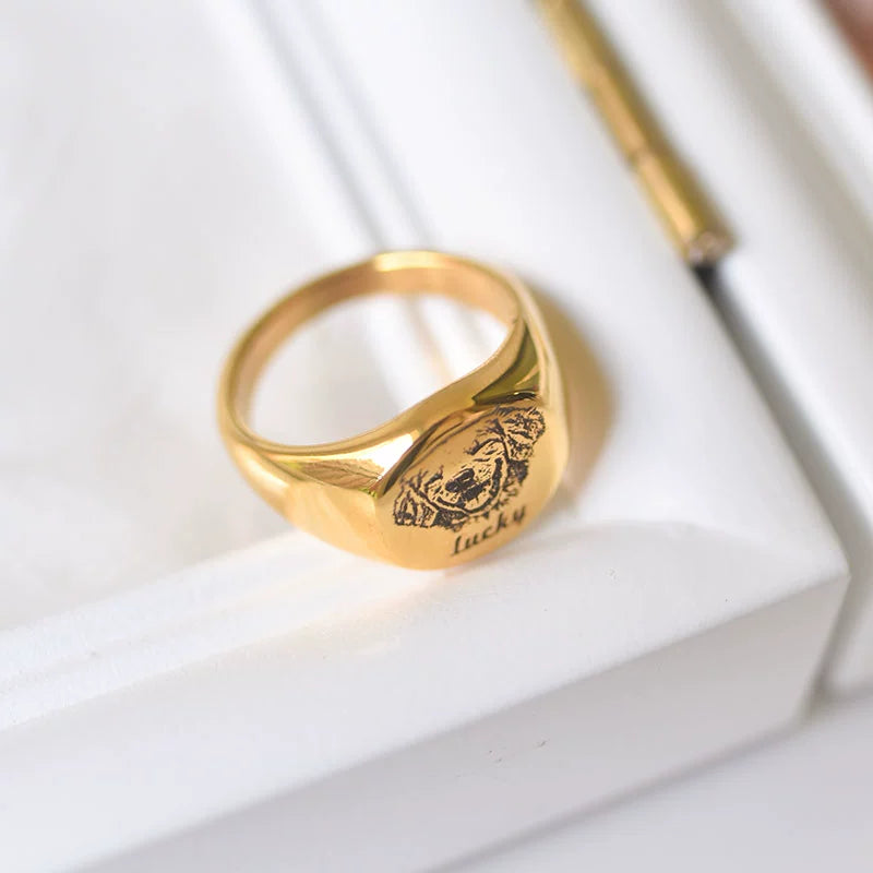 Personalized Ring with Pet Face & Name