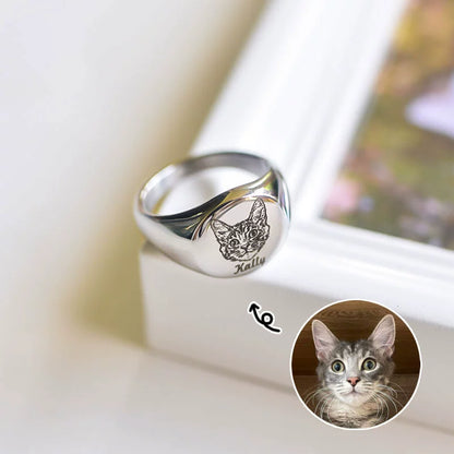 Personalized Ring with Pet Face & Name