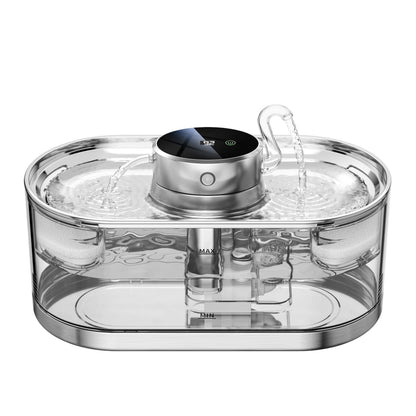 Puresip Wireless Pet Water Fountain with Visible Tank & Stainless Steel Plate - Whisker&woof