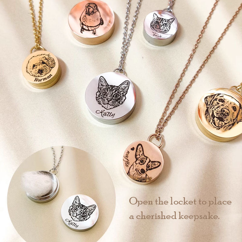 Personalized pet hair locket keepsake necklace