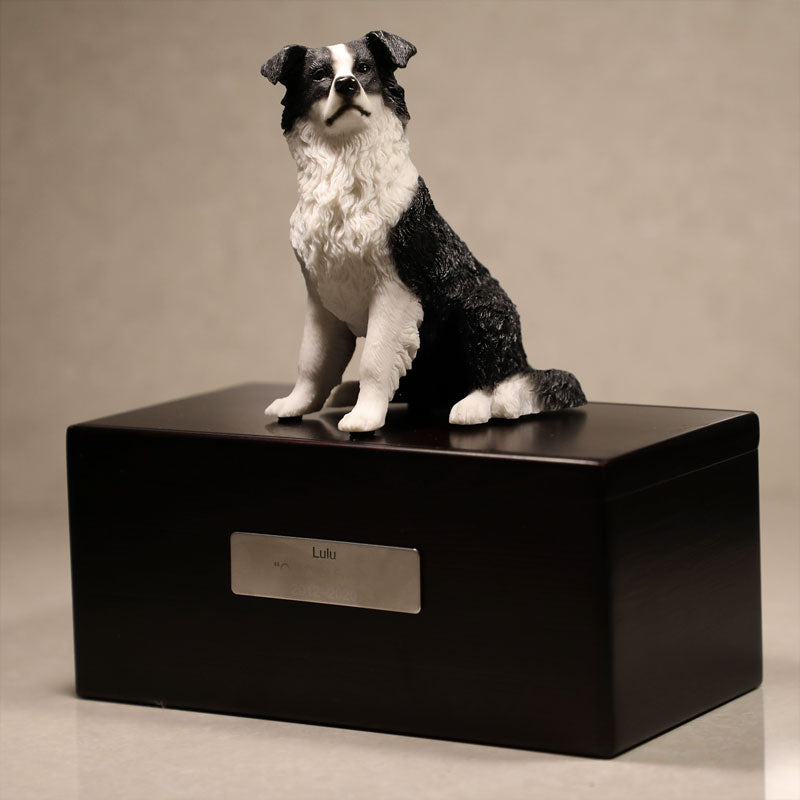 Sandalwood Pet Urn with 3D Dog Statue for Medium & Large Dogs