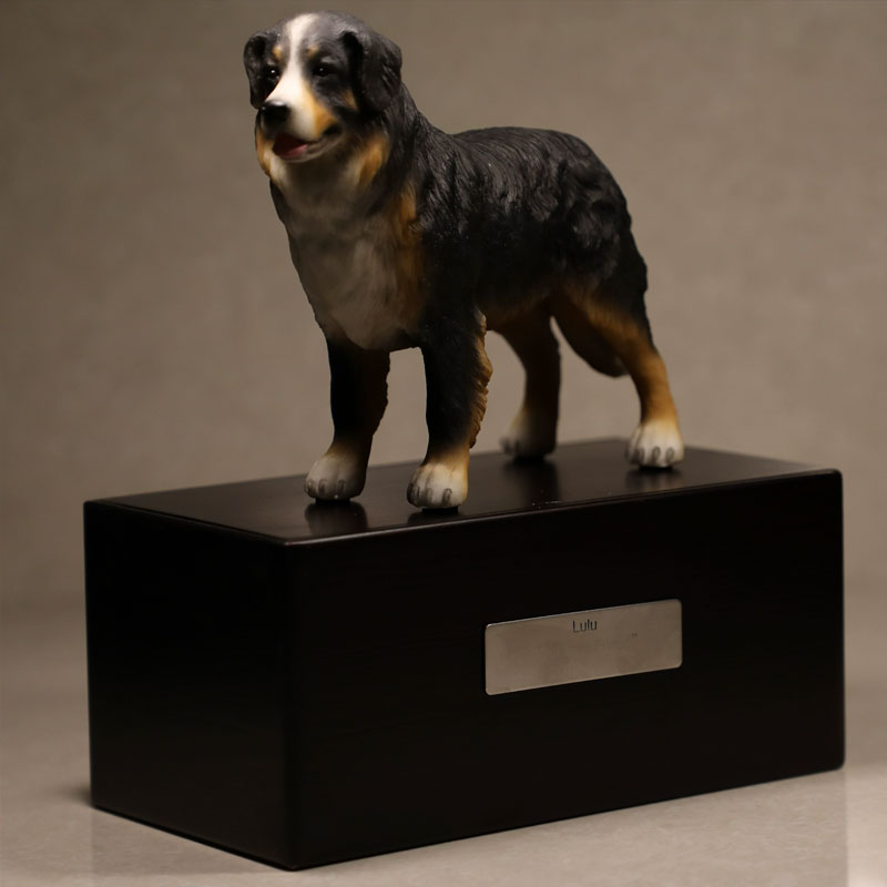 Sandalwood Pet Urn with 3D Dog Statue for Medium & Large Dogs