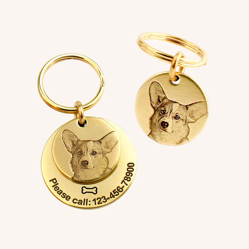 Embossed Portrait Pet ID Tag & Keychain Bundle