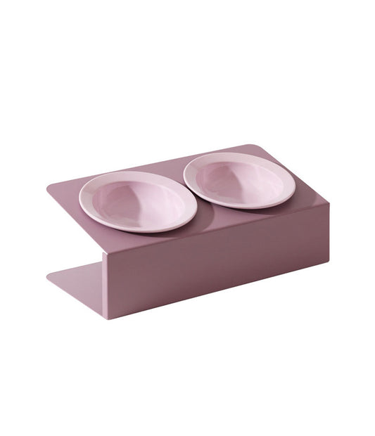 Gemino Ceramic Dual-Bowl Set with Iron Stand