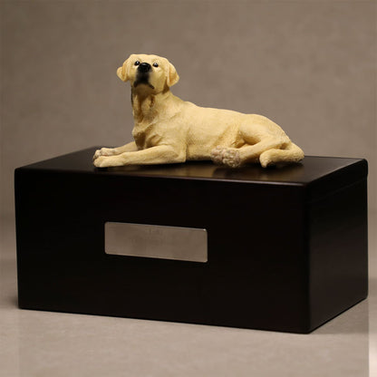 Sandalwood Pet Urn with 3D Dog Statue for Medium & Large Dogs